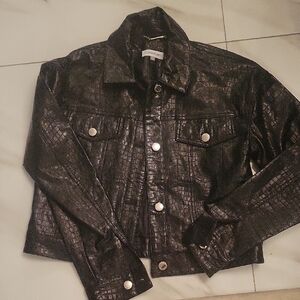Calvin Klein Croc-Embossed Black Jean Jacket